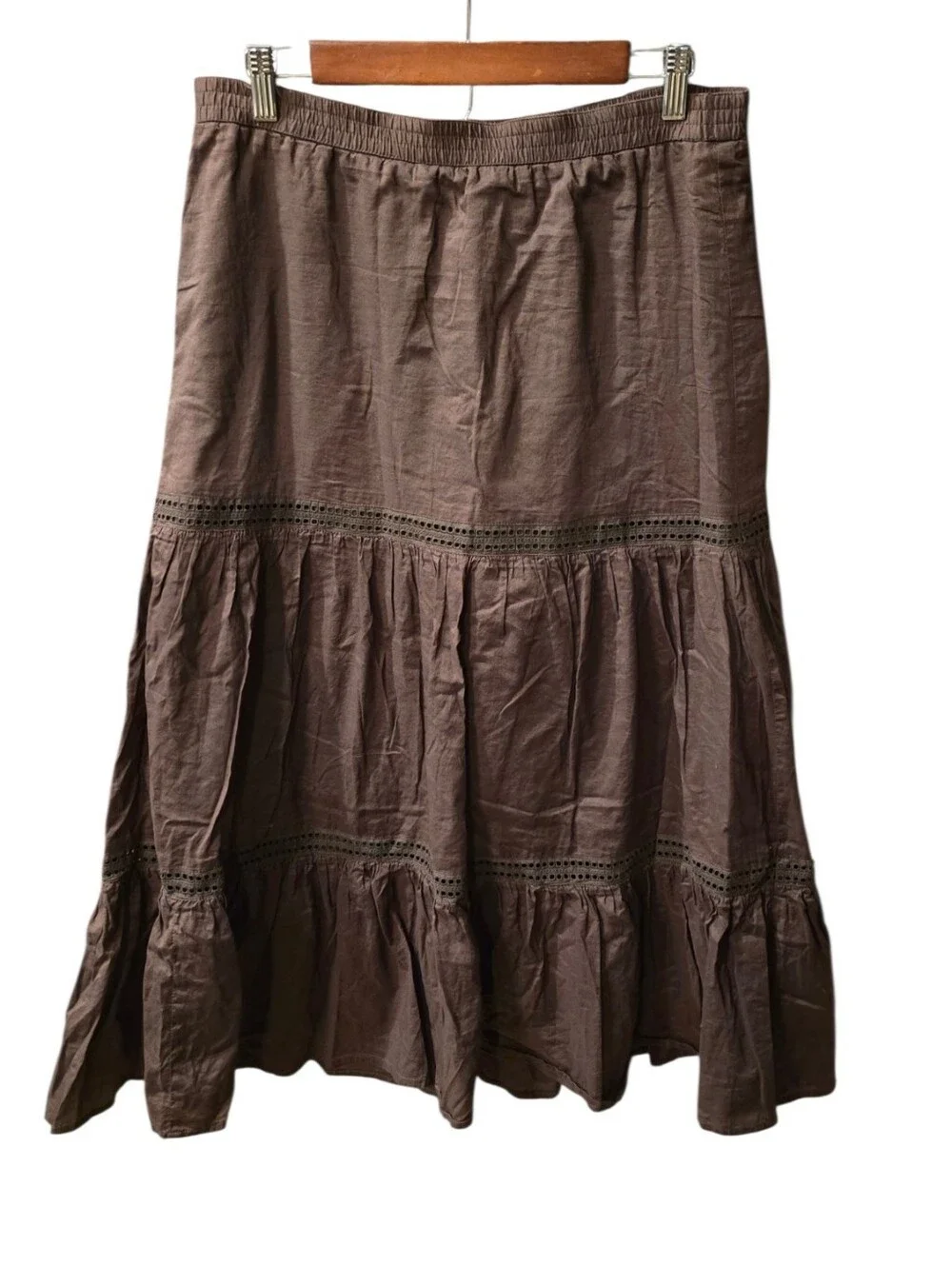 Modern / Y2K Era (RN 54023) Unbranded Tiered Maxi Skirt Brown Small Medium